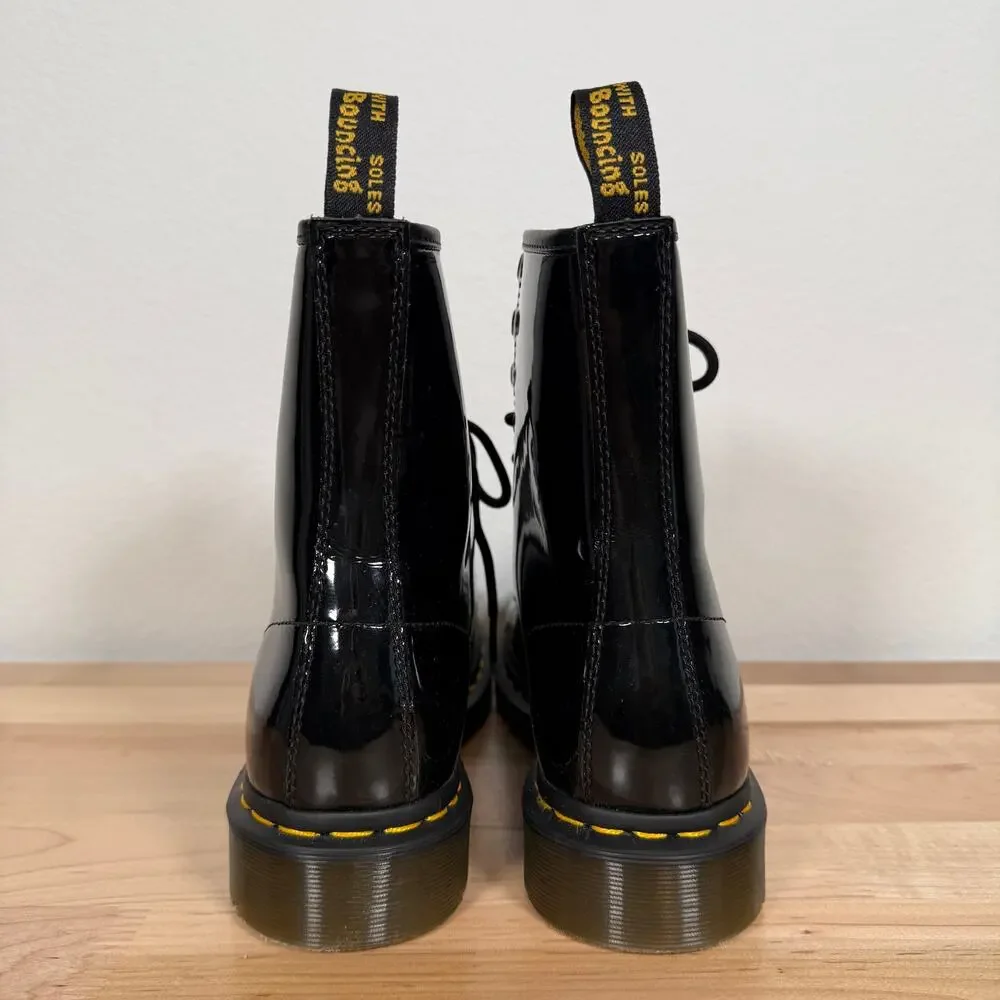Dr Martens 11821 Patent Leather Combat Boots Black Womens 11 Mens 9.5